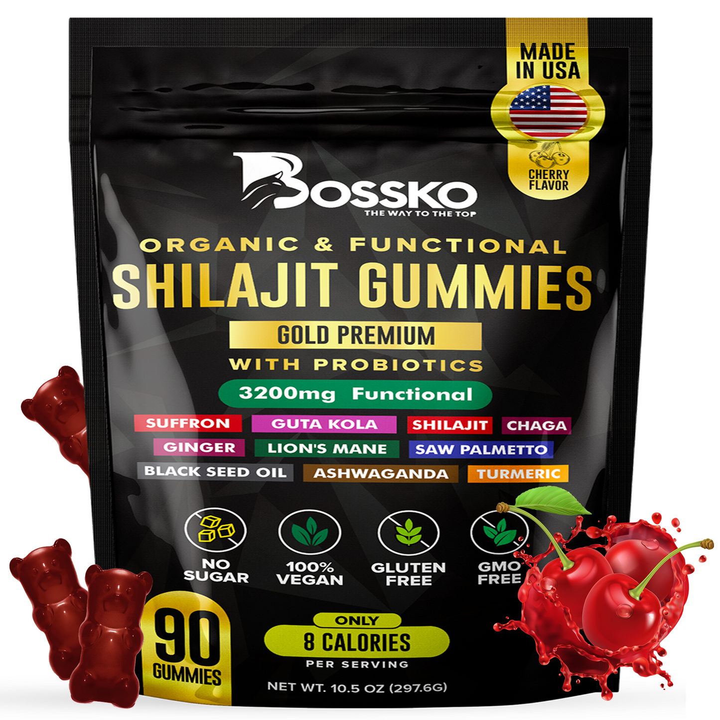 3200 MG Pure Himalayan Shilajit Gummies Organic with Probiotics & Magnesium Ashwagnadha Chaga Turmeric 105+ Trace Minerals I Vegan