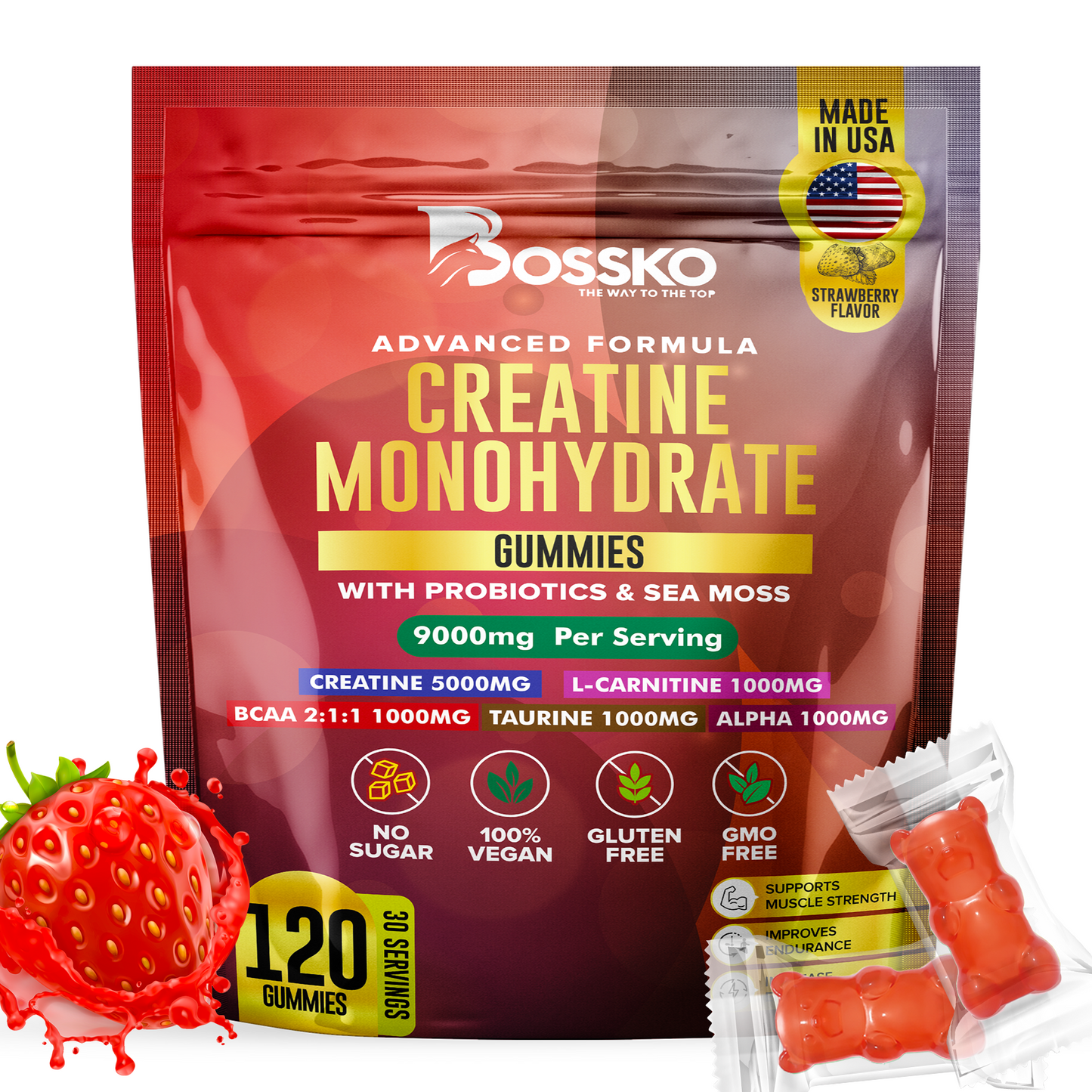 Creatine Monohydrate Gummies 9000 mg 120 Gummies Advanced Formula