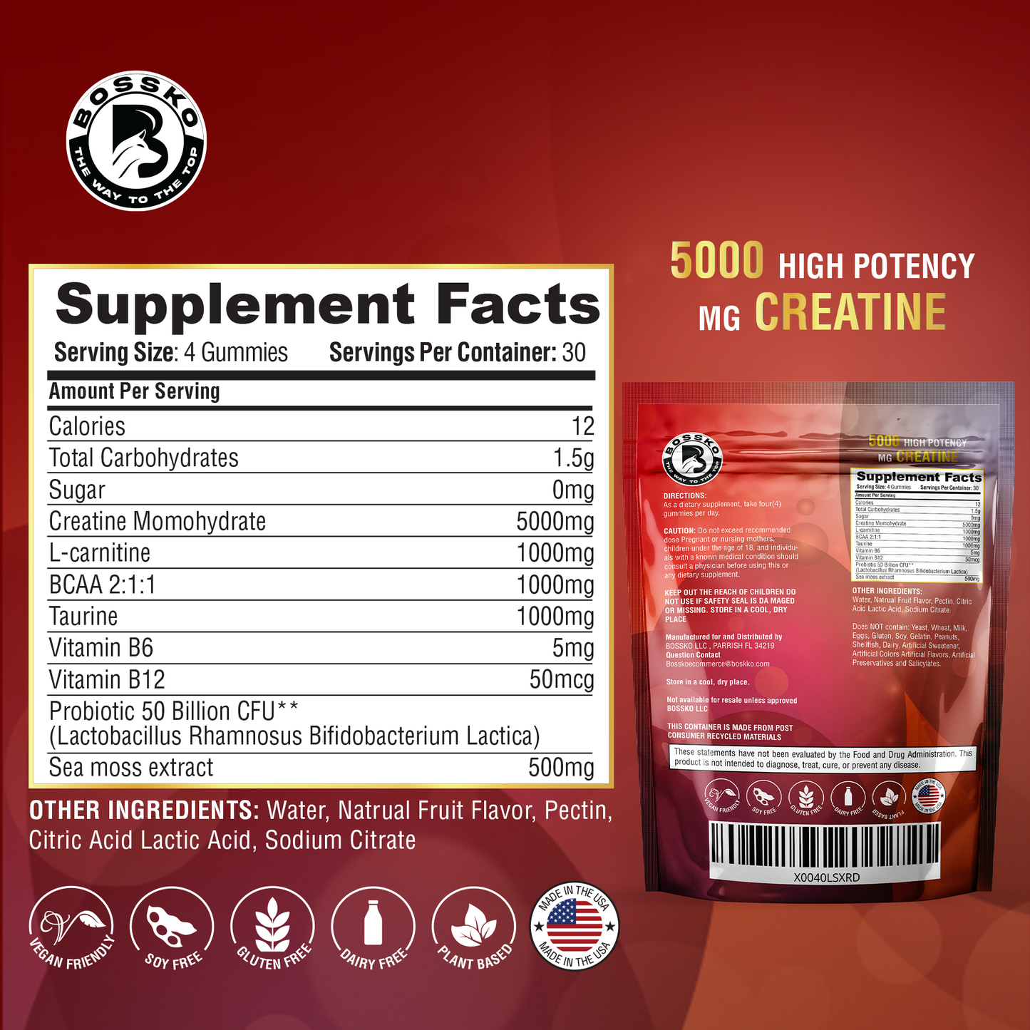 Creatine Monohydrate Gummies 9000 mg 120 Gummies Advanced Formula
