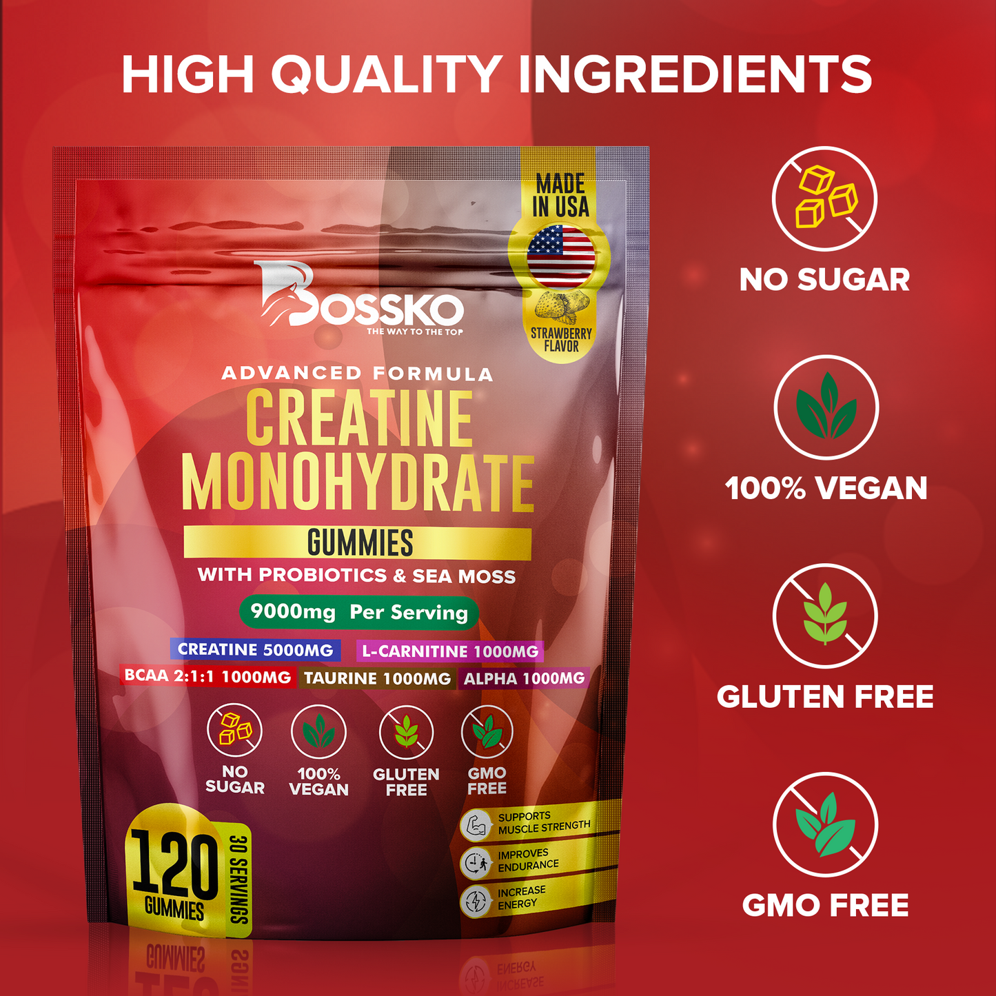 Creatine Monohydrate Gummies 9000 mg 120 Gummies Advanced Formula