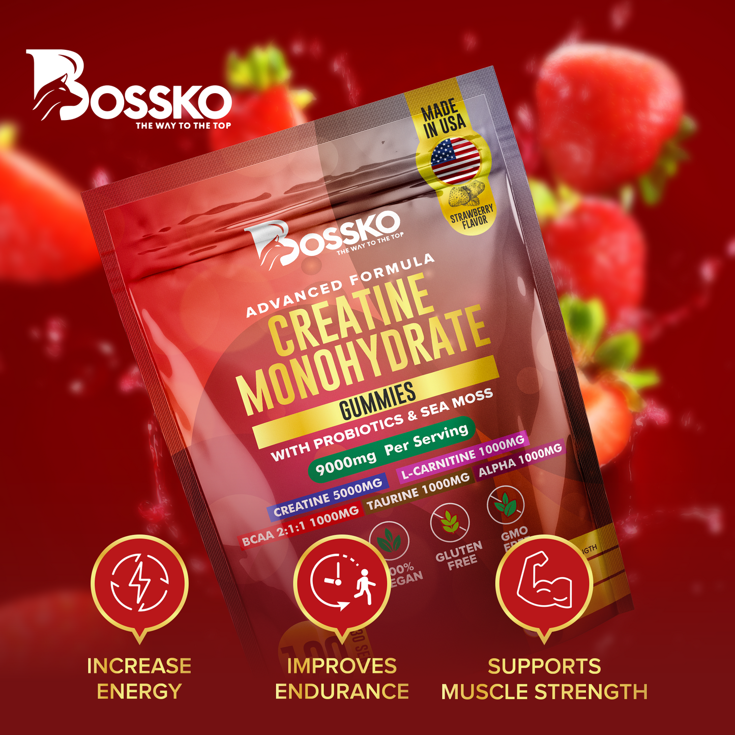 Creatine Monohydrate Gummies 9000 mg 120 Gummies Advanced Formula