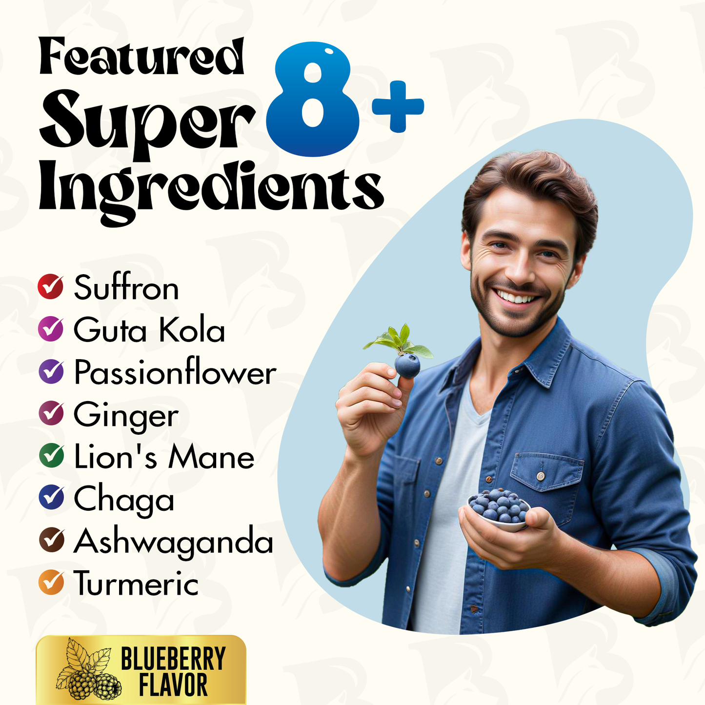 Happy Drops 1500 mg Supplement Daily Mood Superfood Happy Gummies with ashwagandha Chaga Saffron
