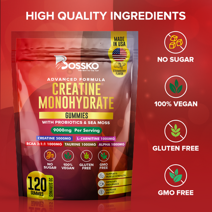Creatine Monohydrate Gummies 9000 mg 120 Gummies Advanced Formula