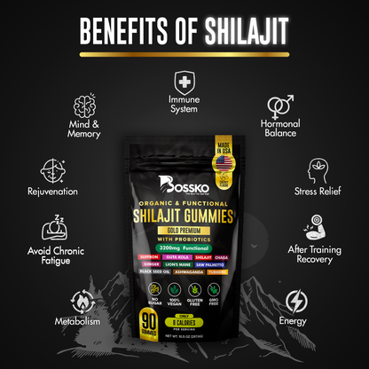 3200 MG Pure Himalayan Shilajit Gummies Organic with Probiotics & Magnesium Ashwagnadha Chaga Turmeric 105+ Trace Minerals I Vegan